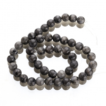 Koraliki Naturalny Labradoryt, Czarno- Szary, 8-9mm, około 44szt/38cm/sznur (13WB11654)