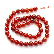 Koraliki Naturalny Czerwony Agat/Karneol, Barwione, Okrągłe, Fasetowane, 8mm, ok. 45szt/36cm/sznur (13WB11662)