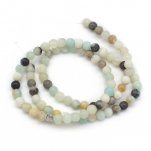 Koraliki Naturalny Kwiatowy Amazonit, Okrągłe, 4~5mm, Otwór: 1mm, około 95szt / 39cm / sznur (13WB11699)
