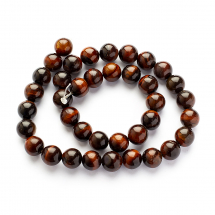 Koraliki Naturalny Czerwony Tygrysie Oko, Barwiony, Okrągłe, 10mm, Czerwony Brązowy, około 38szt/39cm/nic (13WB11724)