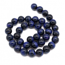 Koraliki Naturalne Tygrysie Oko, Barwiony, Okrągłe, Niebieski, 8mm, około 42szt/36cm/sznur (13WB11727)