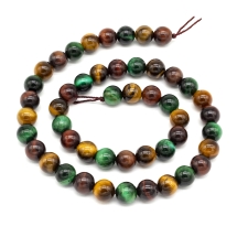 Koraliki Kamień Naturalne Tygrysie Oko, Klasa A, Kula, Mix, 8mm, 45szt/37cm/sznur (13WB11729)