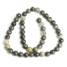 Koraliki Naturalny Zielony Kwarc Rutylowy, Okrągłe, 8mm, około 48szt/39cm/sznur (13WB11739)