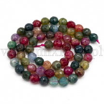 Koraliki Naturalny Agat, Kulki, Fasetowane, Mix, 6mm, około 60szt/37cm/sznur (13WB11862)
