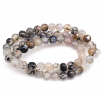 Koraliki Naturalny Agat Smocza Żyła, Okrągły, Czarny, 6mm, Otwór 1mm, około 58szt/33cm/sznur (13WB11881)