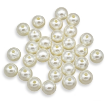 Koraliki Akrylowe, Imitacja Perły, Błyszczące, Barwiony, Okrągły, Kość Słoniowa, 12x11.5mm, około 28szt/25g (2WB30238)