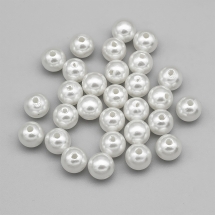 Koraliki Akrylowe, Imitacja Perły, Błyszczące, Barwiony, Okrągły, Biały, 12x11.5mm, około 28szt/25g (2WB30244)