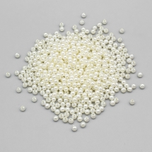 Перли Намистини Акрилові, Глянцеві, Круглі, Слонова Кістка, 4мм, Отвір 1мм, близько 850шт/25г, (2WB30262)