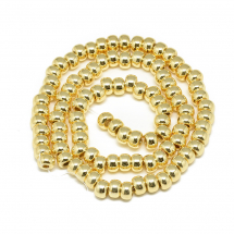 Koraliki Syntetyczny Hematyt, Niemagnetyczne, Galwanizowane, Rondelle, Złoty, 6x4mm, około 95szt/40cm/nić (13WB18744)