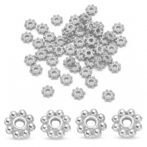 Намистини-Розділювачі Біжутерний Сплав Квітка, Платина, 5х1.5мм, Отвір 1мм, (14WB7500)