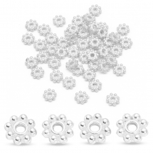 Намистини-Розділювачі Біжутерний Сплав Квітка, Срібло, 5х1.5мм, Отвір 1мм, (14WB7502)