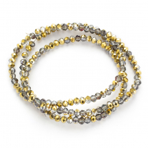 Koraliki Szklane Galwanizacja, Fasetowane, Kolor: Złoty, 3x2mm, około 155szt/35cm/nic (14WB9215)