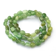 Koraliki Kamień Naturalny Zielony Awenturyn, Galtowany Bryłki, 5-7mm, 38cm/sznur (13WB15682)