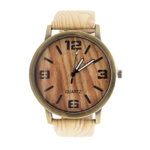 Годинники Жіночі Кварцові зі Сплаву, Ремінець Кожзам, Колір: Світло-кавовий, 40мм, (13WB23786)