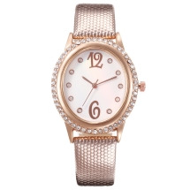 Годинники Жіночі зі Сплаву зі Стразами, Кварц, Ремінець з Кожзаму, Рожеве Золото, 33x37x10мм, (13WB23813)