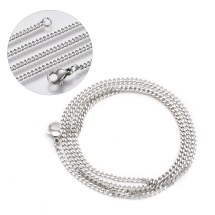 Намисто Ланцюжок з Нержавіючої Сталі, Застібка Карабін Лобстер, 60см, Ланка 2.5x2x1мм, (13WB22660)