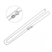 Срібло 925 Намисто Ланцюжок, Родієве Покриття, Застібка Пружинне Кільце, 45.7см, Товщина 1мм, (13WB26519)