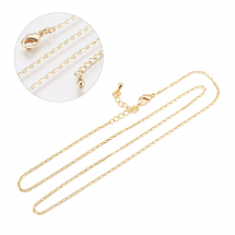 Ожерелье Ланцюжок Латунний, Застібка Карабін-Лобстер, Стійка Позолота 18К, 45см, Ланка 4x1мм, (13WB22122)