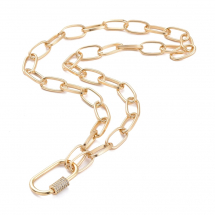 Намисто Ланцюжок з Кулоном Застібкою з Фіанітами Алюмінієва, Золото, 46см, (13WB22128)