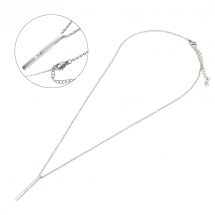 Намисто Ланцюжок з Кулоном Бар з Нержавіючої Сталі з Фіанітами, 45см, (13WB22200)