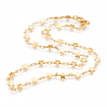 Намисто Ланцюжок з Нержавіючої Сталі з Плетенням Зірка, Іонне Покриття Золото, 45см, (13WB22225)