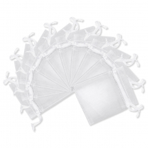 Подарунковий Мішечок з Органзи з Кулісою Прозорий, Білий, 9,5-10x7-7.5смсм, (13WB24918)
