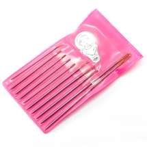 Набір Залізних Ігл для шиття з Нітковдевателем, в контейнерах, Рожевий, 51-75x0.8-1мм, (13WB16183)