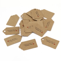 Бірки Подарункові, "HM With Love Thank You", Паперові, Бежевий, 50х30х0.4мм 100шт (13WB21587)