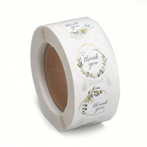 Наклейки Стікери Етикетки Подарункові Бірки з Крафт-Паперу, Білий, 25мм, 500шт/рулон, (13WB23002)