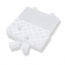 Контейнер з Баночками для Бісеру, Пластик, Безбарвний, Контейнер 26x14x6см, Баночка: 6x4см, Об'єм 20мл, 18шт/набір, (13WB23527)