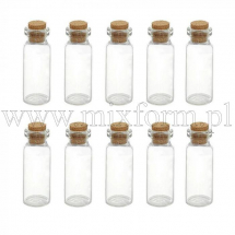 Набір Скляна Пляшечка для Бісеру та Намистин з Пробкою, 5x2.2см, Отвір 12.5мм, Об'єм 19мл, 12шт/упак, (13WB23536)