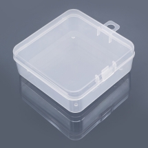 Контейнер для Бісеру, і Намистин, Пластик, з Поліпропілену (PP), з Відкидною Кришкою, Квадрат, Безбарвний, 8.5x8.5x3см, (13WB23537)