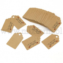 Zawieszki, Etykiety Papierowe do Prezentów "WITH LOVE BY", Beżowy,  50x30x0.4mm, 100szt (13WB23595)