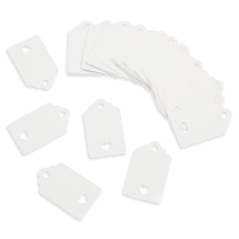 Бірки Подарункові Паперові, Прямокутні, Малюнок Серце, Білий, 50x30х0.4мм, Отвір: 5мм, (13WB23611)