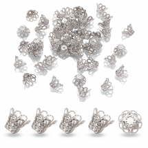 Конус Шапочки для Бусин, Залізні, Колір: Платина, Розмір: 12х8мм, Отвір 1.5мм, (5WB4510)