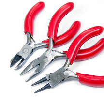 Набір Стальних Інструментів для Рукоділля та Біжутерії в Блістері, Круглогубці, Плоскогубці, Кусачки, Червоний, 22.5см, 3шт/упак, (14WB8004)