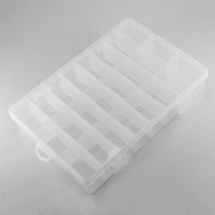 Контейнер Органайзер для Бісеру та Бусин Пластиковий Безбарвний Прямокутний, 24 відділення, 200x140x40мм, (14WB5397)