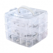 Органайзер-Контейнер для Зберігання Бісеру, Намистин, Фурнітури, 18 Відділень, 3 Рівні, 15.5×16×13см, (13WB19268)