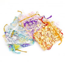 Подарунковий Мішечок з Органзи Прозорий з Рисунком, Мікс, 9x7см, (13WB11605)