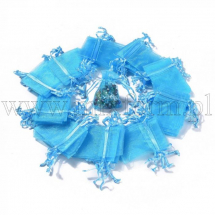 Woreczek Podarunkowy z Organzy do Rękodzieła i Biżuterii, Przezroczysty, Niebieski, 7x5cm, 10szt (13WB11799)
