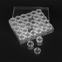 Контейнер з баночками для Бісера, Пластик, Безбарвний, Контейнер 16x13.5x3.5см, Баночка 26x29мм, 30шт / набір, (13WB11817)
