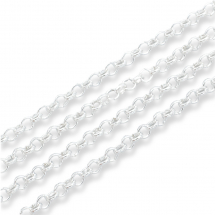 Ланцюг Плетіння Роло, Залізо, Колір: Срібло, Ланка: 3х3х1 мм, (13WB14879)