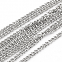 Łańcuszek Skręcany, Mosiądz, Owal, Niespawany, Kolor: Platynowy, 2.5x2x0.5mm, 5m (2WB30356)