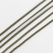 Łańcuszek Mosiądz, Skręcany, Szlif Diamentowy, Lutowana, Owal, Kolor: Brązowy, 1.5x1x0.35mm, 5m (2WB30360)