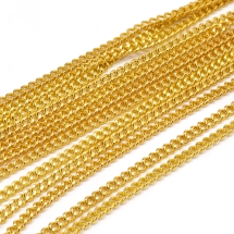 Łańcuszek Skręcany, Mosiądz, Szlif Diamentowy, Lutowana, Owal, Kolor: Złoty, 1.5x1x0.35mm, 5m (2WB30361)