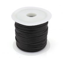 Sznurek Koreański Woskowany Poliestr do Plecenia Makramy i Biżuterii, Czarny, 1mm, około 10m/szpula (2WB26612)