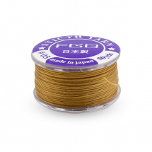Nić do Koralików, Poliester, Japonia, Specjalna Powłoka, Złoty, 0.1mm, ok. 45m/szpula, (13WB18386)