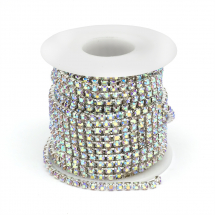 Стразовий Ланцюг Декоративний, Срібло/Кришталь АВ, 4мм, близько 9м/котушка, (13WB20945)
