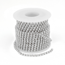 Стразовий Ланцюг Декоративний, Срібло/Криштал, 3мм, 9м/котушка, (13WB20951)
