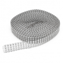 Декоративна Стрічка під Стрази, Пластик, Рулон 9 метрів, Срібло, 20х1мм, (13WB20956)